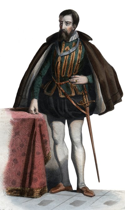 Francois I de Lorraine（1519-1563），Guise公爵，Aumale公爵，法国士兵和政治家的肖像。 作者 法语学校