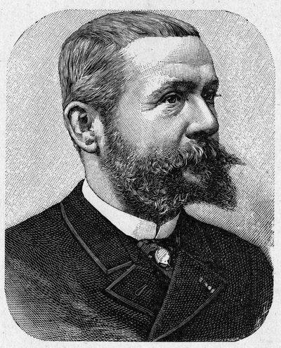 Gaston Tissandier (1843 - 1899)的肖像，法国飞行员--在 "科学专辑；杰出的学者；重大事件 "1896年。 作者 法语学校