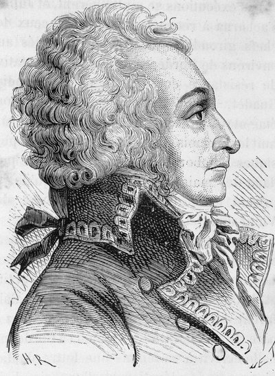 Alexandre Viscount de Beauharnais将军（1760-1794）的肖像，他被指控在1793年对美因茨进行了糟糕的防守，他被送上了断头台--载于亨利-马丁的《法国历史》。 作者 法语学校