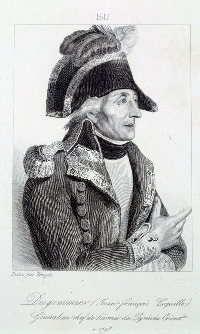 Dugommier 将军 (1738-1794) 的肖像 1790 年马提尼克国民警卫队指挥官 19 世纪 Chartres musee des Beaux Arts 版画 作者 法语学校