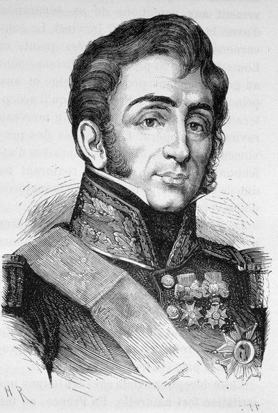 拉马尔克将军（1770-1832）的肖像--载于亨利-马丁的《法国历史》。 作者 French School