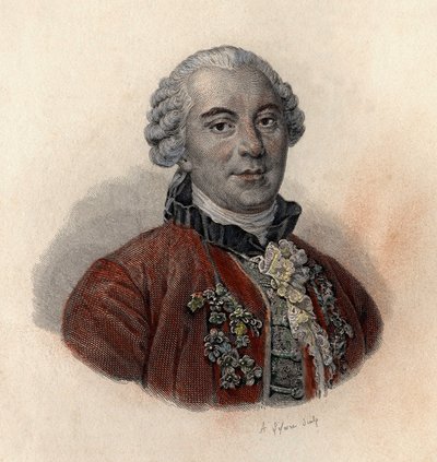 乔治·路易斯·勒克莱尔 (Georges Louis Leclerc) 的肖像，布冯伯爵 (1707-1788)，法国博物学家和作家。 在“有用的人的肖像”中 作者 法语学校