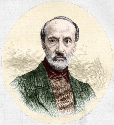 朱塞佩-马志尼（1805-1872）的画像，意大利政治家和民族主义者。1872年3月16日《世界画报》第779期上的版画。 作者 法语学校