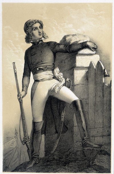Henri du Vergier 的肖像，La Rochejaquelein 伯爵（或 Verger de La Rochejacquelein）（1772-1794） - 阿尔伯特·莫林的“法国革命历史画廊” 作者 法语学校