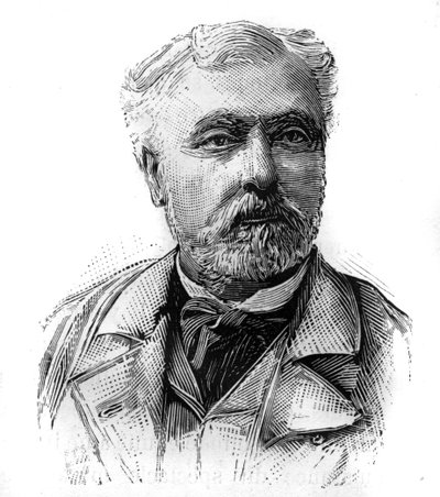 Hyacinthe Laurent Theophile Aube（1826-1890）的肖像，法国海军上将和政治家。刊登在《世界画报》上的版画，1月16日 作者 法语学校
