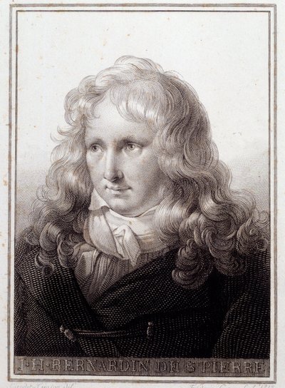 Jacques Henri Bernardin de Saint Pierre（圣皮埃尔）（1737-1814）的肖像，法国作家。18世纪的匿名版画。巴黎，索邦大学图书馆 作者 法语学校