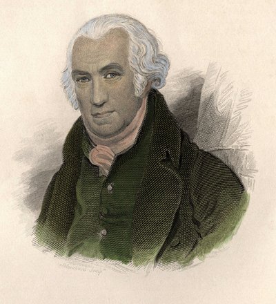 James Watt (1736-1819) 的肖像，苏格兰工程师和机械师。 在““有用的人像”中 作者 法语学校