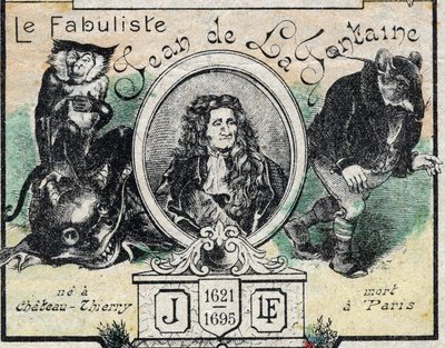 Jean de La Fontaine (1621-95)的肖像。19世纪末的埃皮纳尔的图像。 作者 法语学校