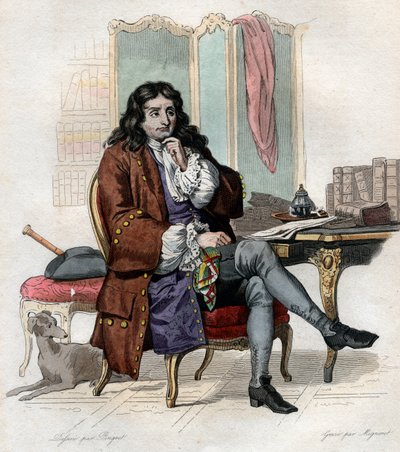 Jean de La Fontaine（Lafontaine）（1621-1695），法国法学家和诗人的肖像。 作者 法语学校