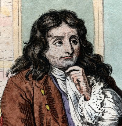 Jean de La Fontaine（Lafontaine）（1621-1695），法国法学家和诗人的肖像。 作者 法语学校
