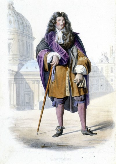 Portrait of Jean de La Fontaine, French writer (1621-1695) - in Ed. Mennechet, “” Le Plutarque francais”” 作者 法语学校