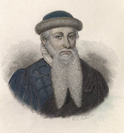 Portrait of Johannes Gensfleisch dit Gutenberg (1394/99-1468), German printer. In “” Portraits of Useful Men”” 作者 法语学校