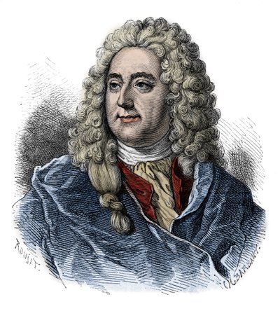 约翰-罗(1671 - 1729)的肖像，负责破产的苏格兰财务总监(The Rue Quincampoix的事件)--雕刻自 "L