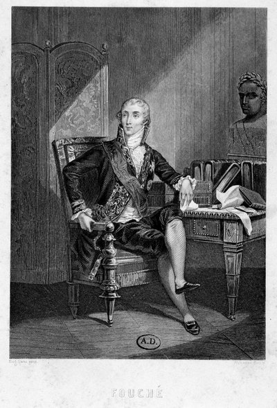 约瑟夫·富什 (Joseph Fouche) 的肖像，山岳党的革命代表和里昂恐怖活动的组织者 作者 法语学校
