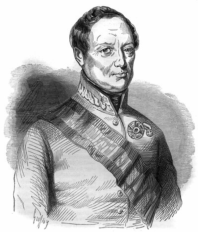 Joseph Wenzel Radetzky von Radetz（或Joseph Radetzky伯爵（1766-1858））的肖像 奥地利马雷克尔 雕刻在Maurice Lachatre的 "Histoire des papes-King-queens-et-empereurs a travers les centuries "中 作者 法语学校