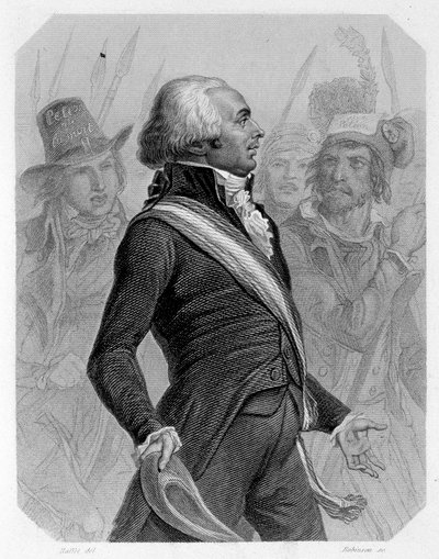 Jérome Pétion de Villeneuve (1756-1794) 的肖像，法国政治家。 在拉马丁的“吉伦特派的历史”中 作者 法语学校