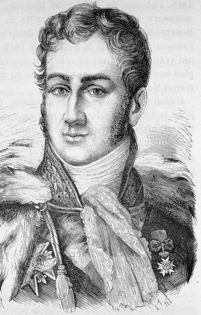 法国政治家儒勒-德-波利尼亚克（1780 - 1847）的肖像--载于亨利-马丁的《法国历史》中 作者 法语学校