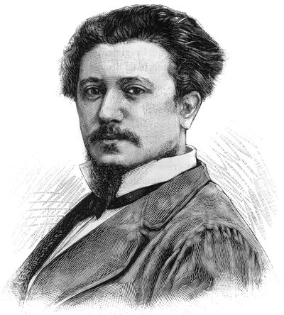 法国画家Karl Daubigny (1846-1886)的肖像。刊登在《世界画报》上的版画，6月5日 作者 法语学校