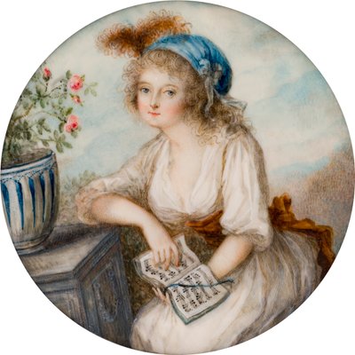 第一代布拉德福德伯爵夫人露西·宾夫人的肖像，约 1790 年（象牙油画） 作者 法语学校