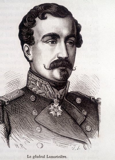法国将军和政治家拉莫里西埃的肖像（1806 - 1865）。 作者 法语学校