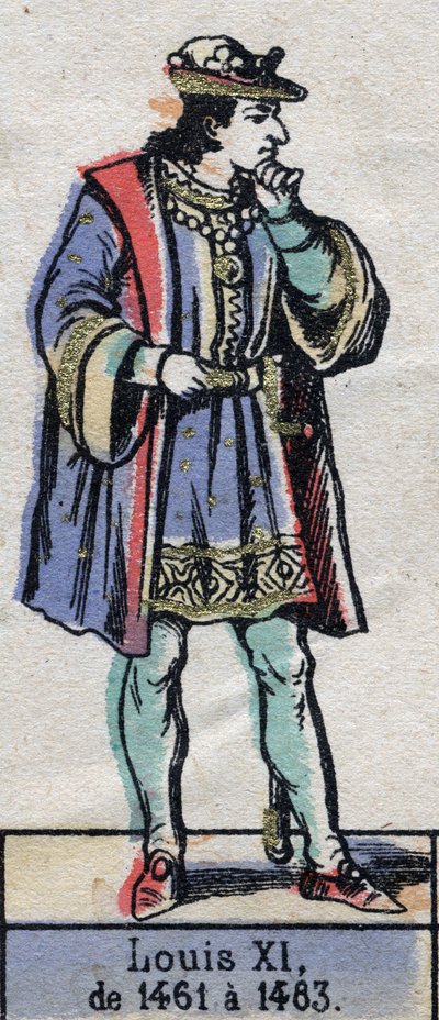 法国路易十一的肖像，被称为审慎者（1423-1483）（卡佩特王朝）。19世纪末的插图。 作者 法语学校