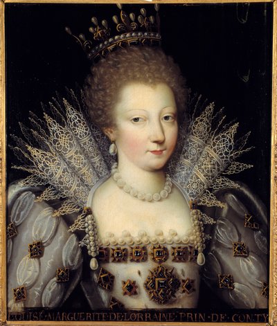 路易丝·玛格丽特·德·洛林 (Louise Marguerite de Lorraine) 的肖像，17 世纪法国画派康帝王妃绘画。 Dim 0,57 x 0,47 m 尚蒂伊，康德博物馆 作者 法语学校