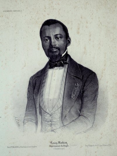 路易-马蒂厄（Louisy Mathieu）（1817-1874）的肖像，前奴隶和瓜德罗普岛的副官 19世纪的雕版画 沙特尔，艺术博物馆 作者 法语学校