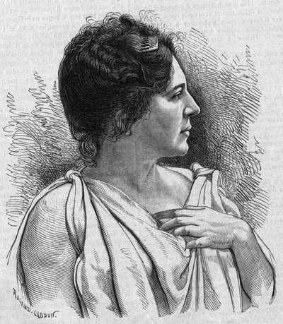 阿加夫人（Marie Leonide Charvin，dit）（1836-1891）的肖像，法国喜剧演员。1895年11月21日 "La gazette du dimanche "上的版画。 作者 法语学校