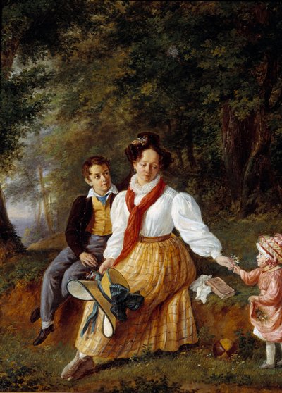 保罗·德洛克夫人和她的孩子的肖像 19 世纪法国画派的绘画。 Sceaux，法兰西岛博物馆 作者 法语学校