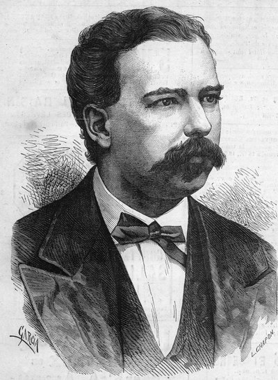 曼努埃尔-帕尔多（1834-1878）的肖像，1872至1876年的秘鲁总统。雕刻于1878年12月7日的《世界画报》第1132期。 作者 法语学校