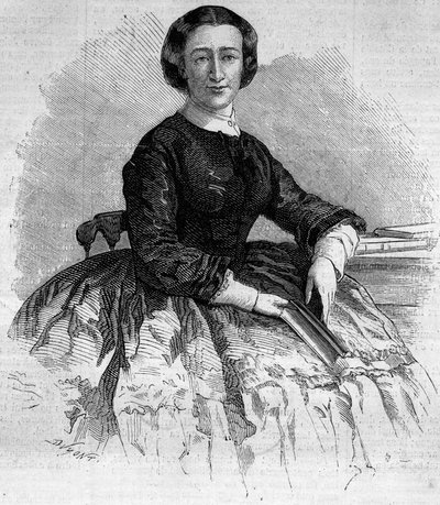 玛丽亚-弗朗西斯卡-德-萨尔斯（Maria Francisca de Sales，1825-1860）的肖像，阿尔巴公爵夫人，法国印地安人欧也妮-德-蒙蒂霍的妹妹。1860年9月22日《世界画报》第180期的版画。 作者 法语学校
