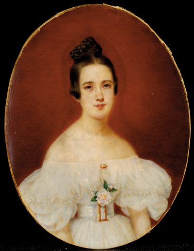 埃里加·德加斯（Edgar Degas）的母亲玛丽·塞莱斯廷·德加斯（Marie-CélestineDe Gas）的肖像，约1832-34年 作者 法语学校