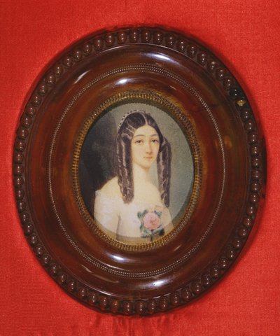 Marie Duplessis的肖像（1824-1847）也被称为Lady with Camelias，1847年（纸上的wc） 作者 法语学校