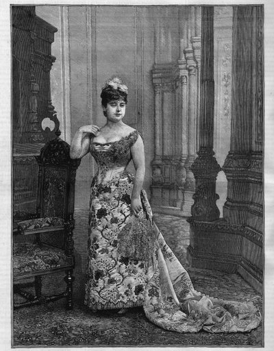 玛丽-海尔布隆（Heilbron）（1849-1886）的肖像，比利时女高音。Le Monde Illustré "中的雕刻。 作者 法语学校