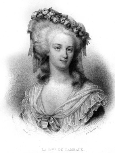 兰巴勒公主玛丽-特蕾莎（Marie Therese of Savoie Carignan，1749-1792）的肖像--在蒂埃的 "法国革命 "中。19世纪 作者 法语学校