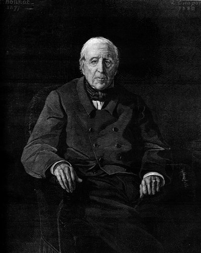 法国政治家蒙塔利韦伯爵马特-卡米尔-巴沙松（1801-1880）的肖像。1880年1月17日《世界画报》第1190期上的版画。 作者 法语学校