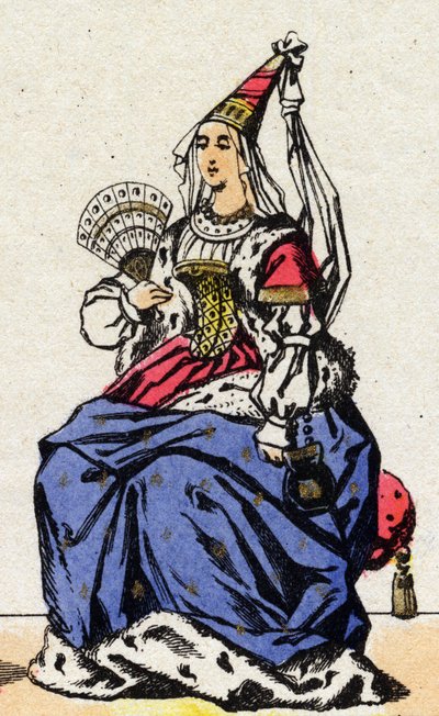 安茹的玛丽，法国女王（1404-1463），查理七世的妻子的画像。 作者 法语学校