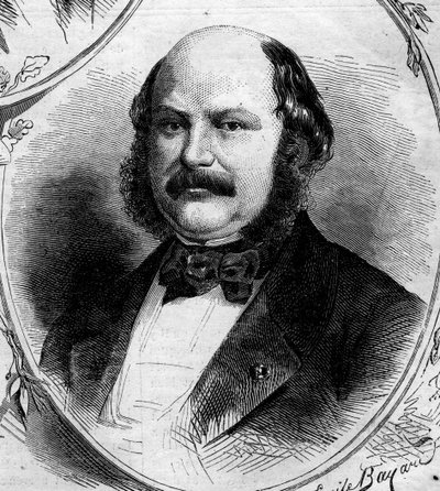 马克西米利安-儒勒-马库斯-柯尼希斯瓦特（1817-1878）的肖像，法国银行家和政治家。1862年4月19日《世界画报》第262期的版画。 作者 法语学校
