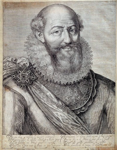 苏利公爵马克西米利安的肖像（1560-1641 年）。17 世纪的版画。波城，城堡博物馆 作者 法语学校