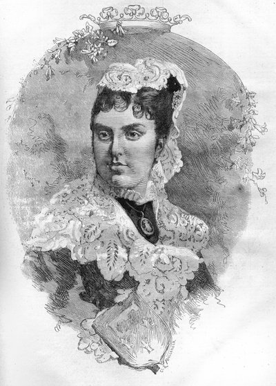 梅赛德斯-德-奥尔良（Maria de las Mercedes de Orleans）（1860-1878）的肖像，西班牙女王。1878年1月19日《世界画报》第1085期的版画。 作者 法语学校