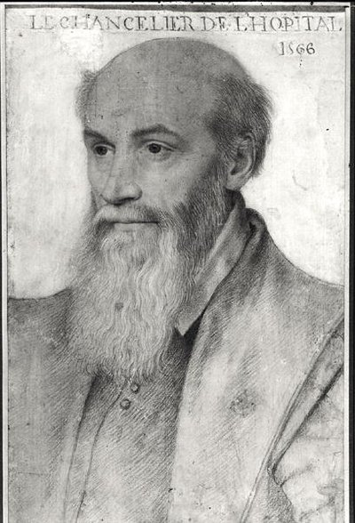 Michel de LHospital的肖像（c.1504-73）1566 作者 法语学校