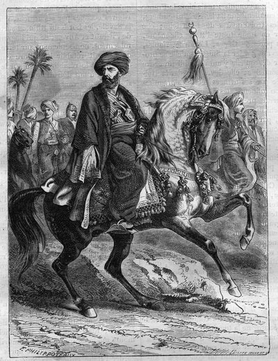 Portrait of Mourad Bey (1750-1801), Mamluk chief - Engraving from 1865 in “Histoire du Consulate et de l