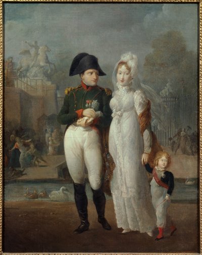 Portrait of Napoleon I (1769-1821) and Mary Louise with their son, King of Rome Napoleon II, Duke of Reichstadt in the Tuileries Gardens Anonymous painting. 19th century Private collection - Portrait of Napoleon I (1769-1821) and Marie Louise with their so 作者 法语学校