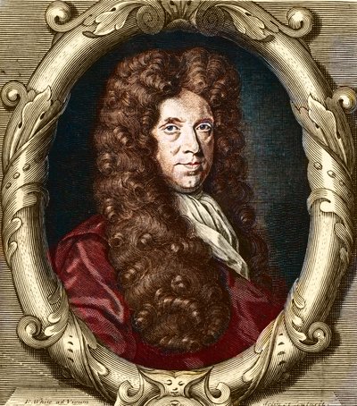 Neremiah Grew（1641-1721）的肖像。英国植物学家。 作者 法语学校