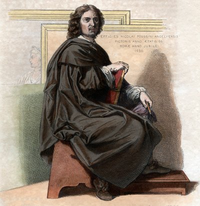 Nicolas Poussin（1594-1665）的肖像，法国画家。 作者 法语学校