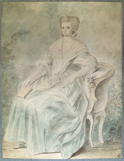 奥利姆佩-德-古杰（寡妇奥布里，又称玛丽-古泽）（奥布里夫人）（1748-1793）女权主义者、政治家和女文学家的肖像。18世纪的匿名水彩画。Dim.0,21x 0,28米。巴黎，卢浮宫博物馆 作者 法语学校