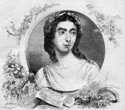 Pauline Viardot (1821-1910)的肖像，法国歌手，在德国作曲家Cristoph Willibald von Gluck (1714-1787)的歌剧《Orphee》中。11月26日《世界画报》第137期上的版画。 作者 法语学校