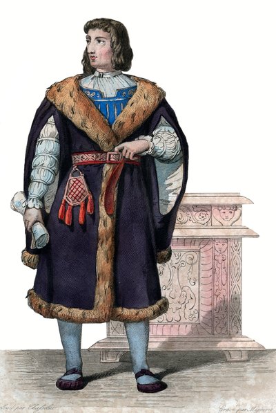 法国作家兼外交官Philippe de Commines（Commynes或Comines）（1447-1511）的肖像。 作者 法语学校