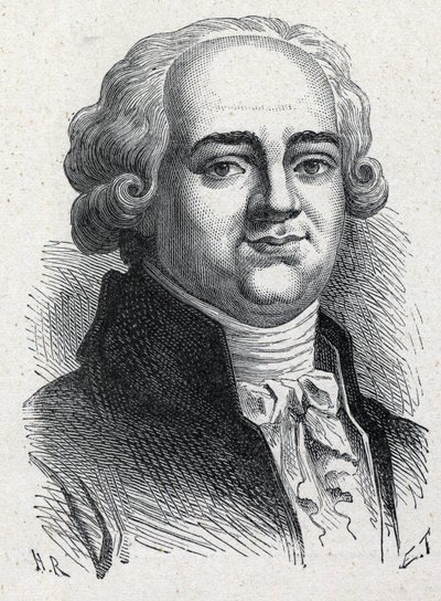 法国政治家皮埃尔-路易斯-曼努埃尔（1751-1793）的肖像，他是国民大会上塞纳河的副代表。1889年的雕版画。私人收藏。 作者 法语学校