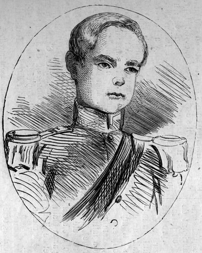 亨伯特王子（1844-1900）的肖像，未来的意大利国王，名字叫亨伯特一世（Umberto I）。1859年2月5日《世界画报》第95期上的版画。 作者 法语学校